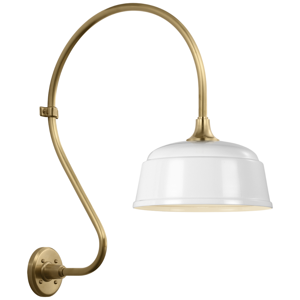 Academy 18" Larrabee Barn Light | Hand-Rubbed Antique Brass | 12.5 | 12.5" White Rockhouse Shade