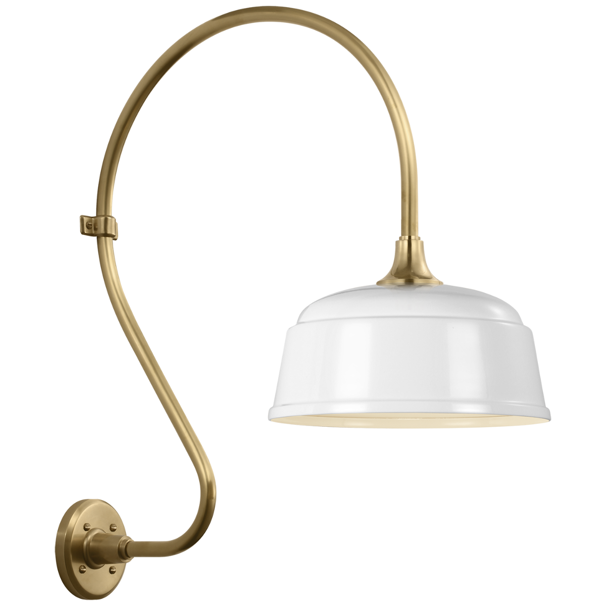 Academy 18" Larrabee Barn Light | Hand-Rubbed Antique Brass | 12.5 | 12.5" White Rockhouse Shade
