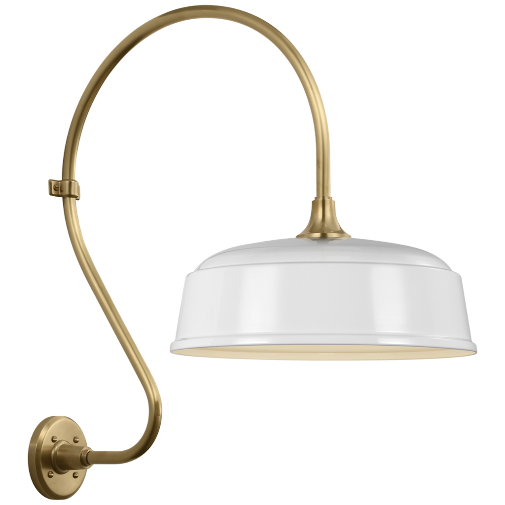 Academy 18" Larrabee Barn Light | Hand-Rubbed Antique Brass | 16 | 16" White Rockhouse Shade