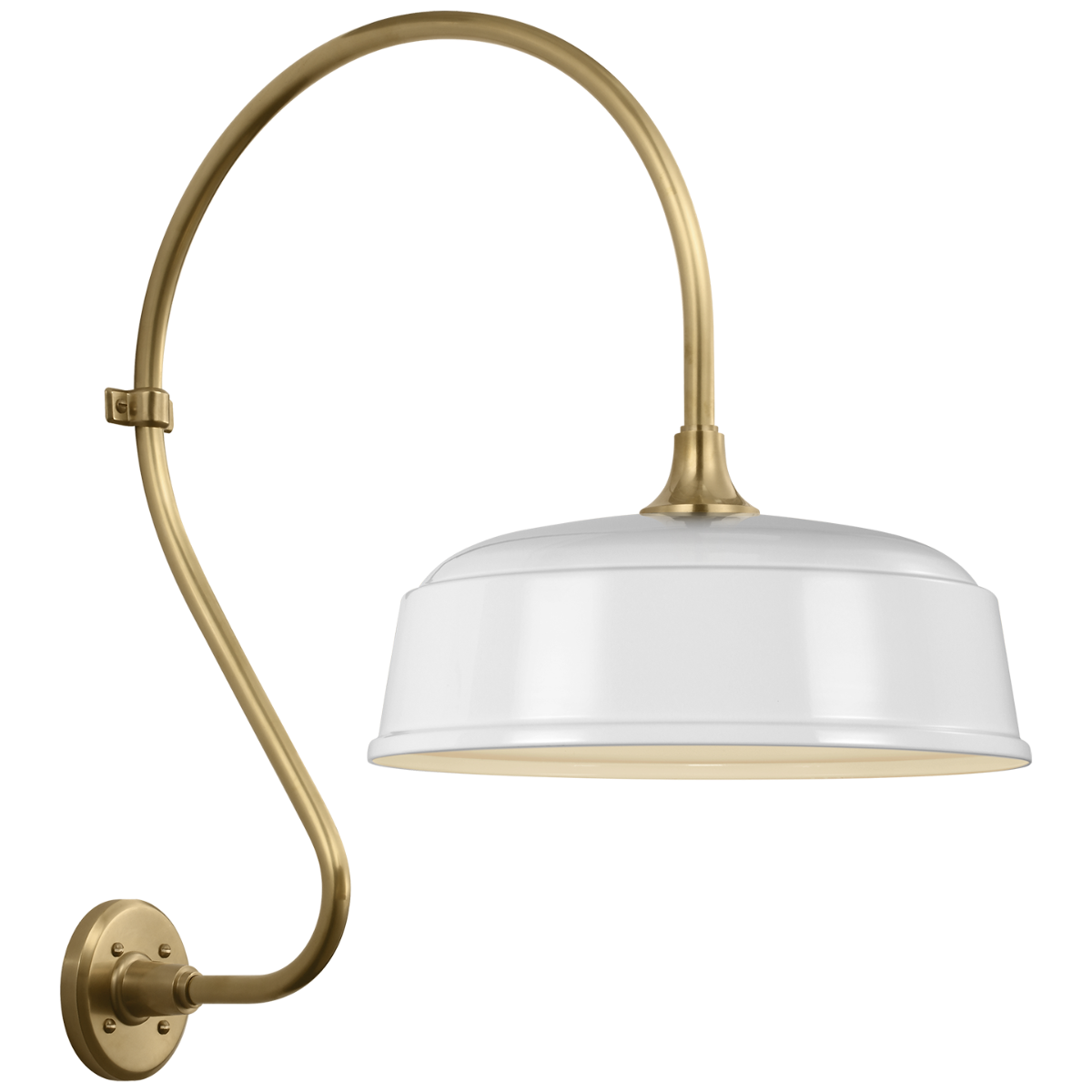 Academy 18" Larrabee Barn Light | Hand-Rubbed Antique Brass | 16 | 16" White Rockhouse Shade