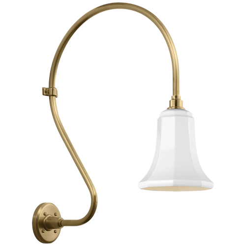 Academy 18" Larrabee Barn Light | Hand-Rubbed Antique Brass | 7.5 | 7.5" White Savannah Shade