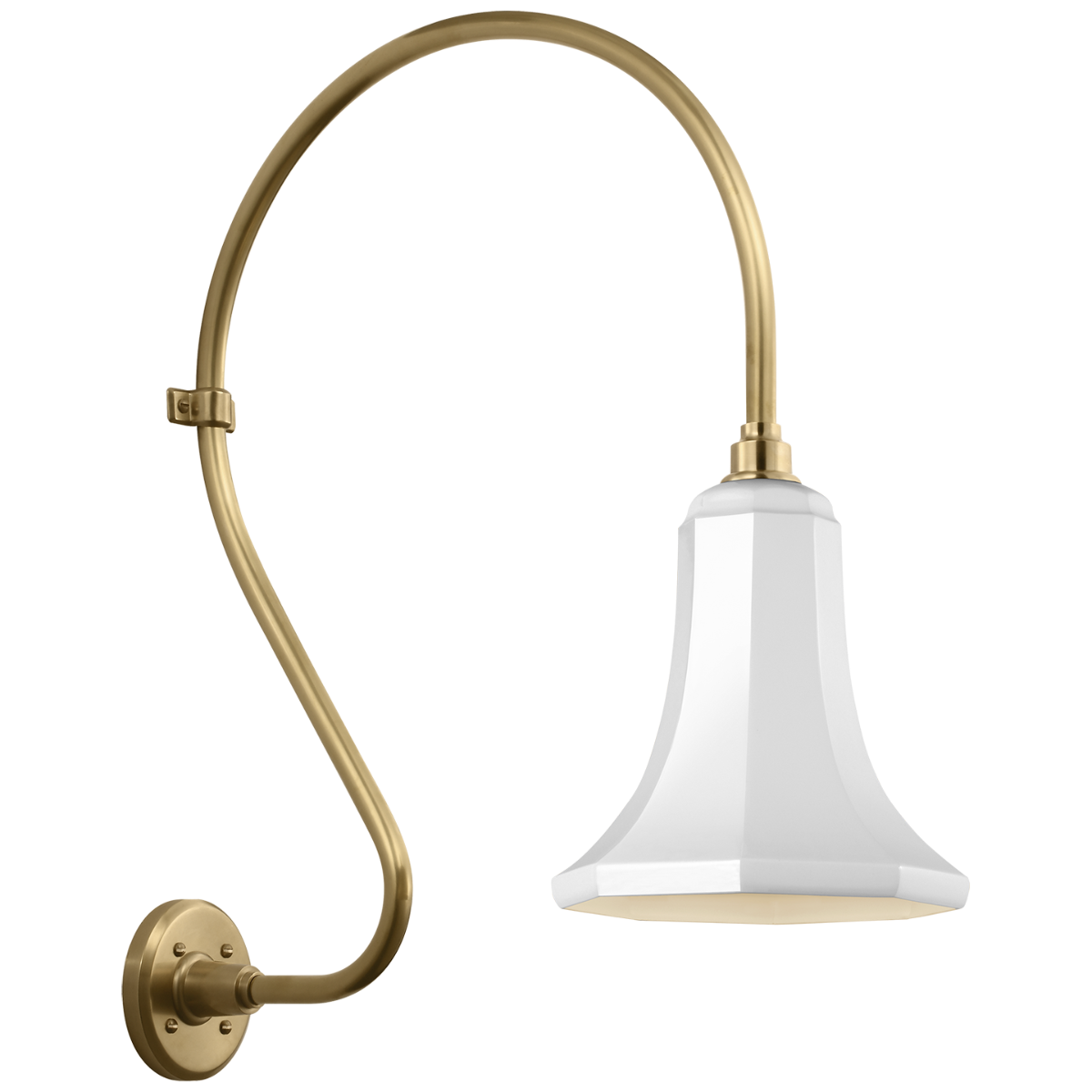Academy 18" Larrabee Barn Light | Hand-Rubbed Antique Brass | 9.25 | 9.25" White Savannah Shade