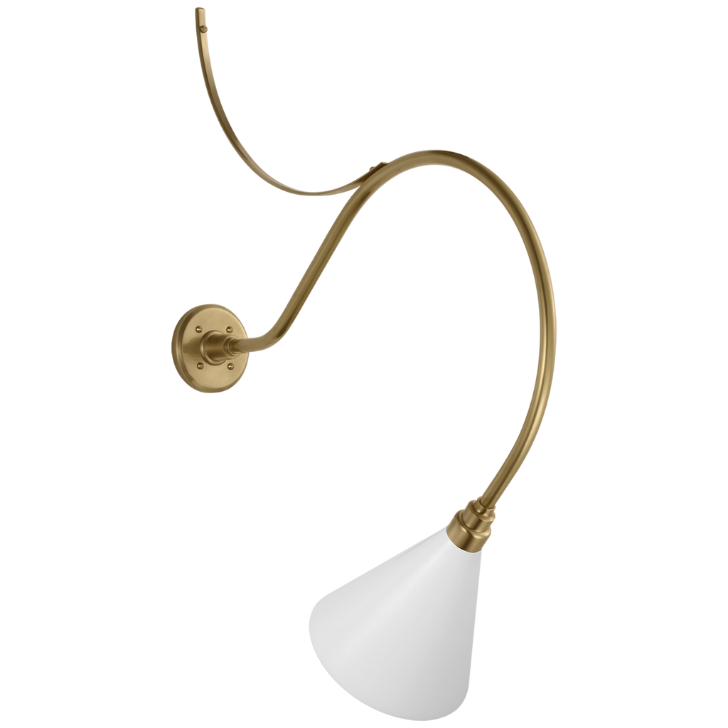 Academy 26.5" Anchored Larrabee Barn Light | Hand-Rubbed Antique Brass | 9 | 9" White Conical Savannah Shade