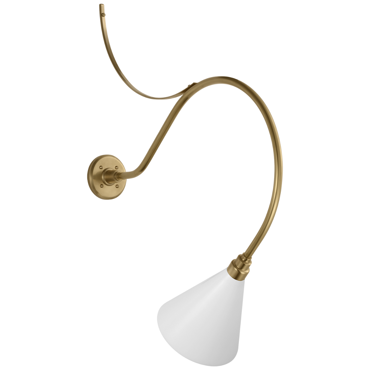 Academy 26.5" Anchored Larrabee Barn Light | Hand-Rubbed Antique Brass | 9 | 9" White Conical Savannah Shade
