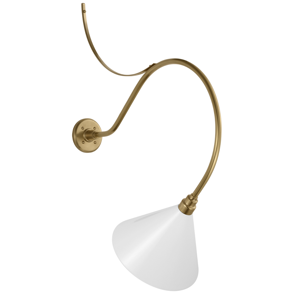 Academy 26.5" Anchored Larrabee Barn Light | Hand-Rubbed Antique Brass | 12.5 | 12.5" White Conical Savannah Shade
