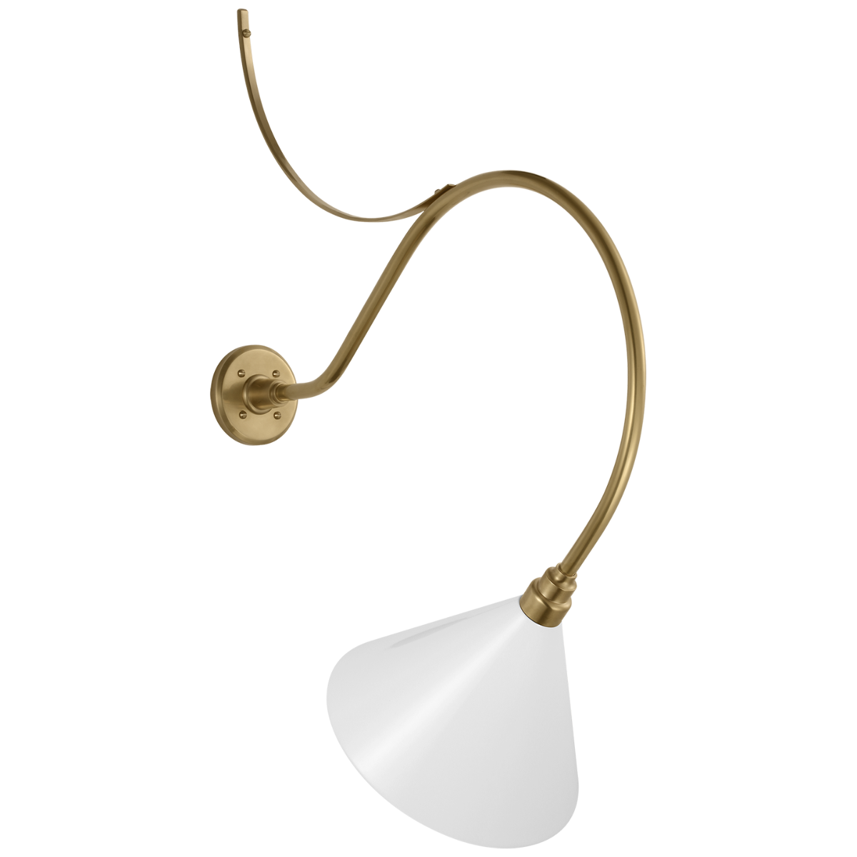 Academy 26.5" Anchored Larrabee Barn Light | Hand-Rubbed Antique Brass | 12.5 | 12.5" White Conical Savannah Shade