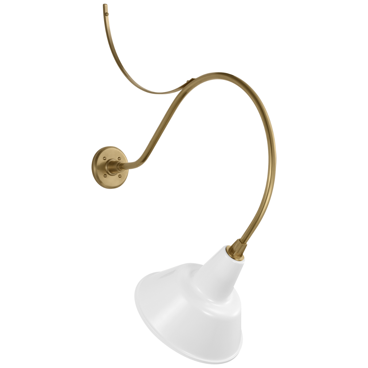 Academy 26.5" Anchored Larrabee Barn Light | Hand-Rubbed Antique Brass | 12.5 | 12.5" White Bowers Shade