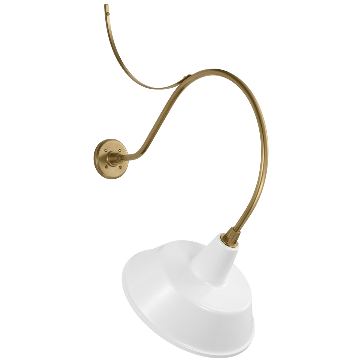 Academy 26.5" Anchored Larrabee Barn Light | Hand-Rubbed Antique Brass | 16 | 16" White Bowers Shade