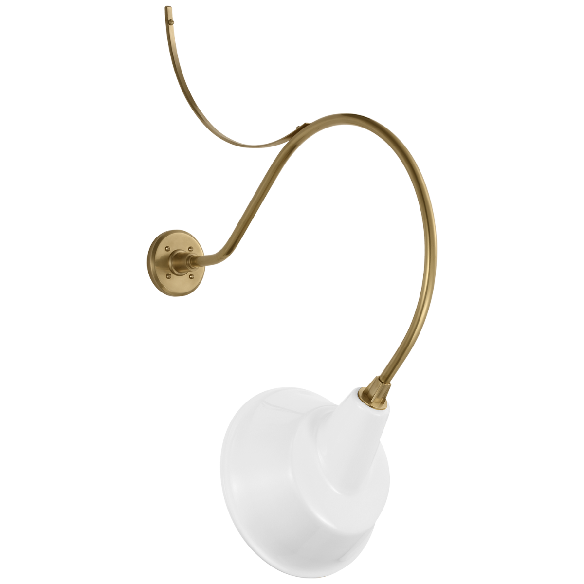 Academy 26.5" Anchored Larrabee Barn Light | Hand-Rubbed Antique Brass | 12.5 | 12.5" White Tilted Bowers Shade