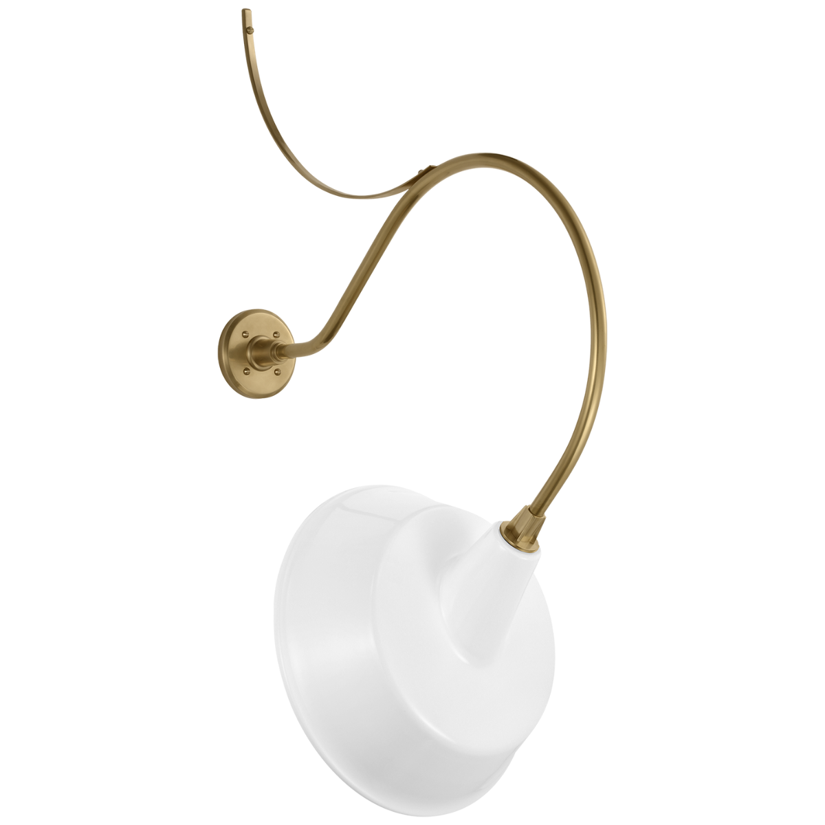 Academy 26.5" Anchored Larrabee Barn Light | Hand-Rubbed Antique Brass | 16 | 16" White Tilted Bowers Shade