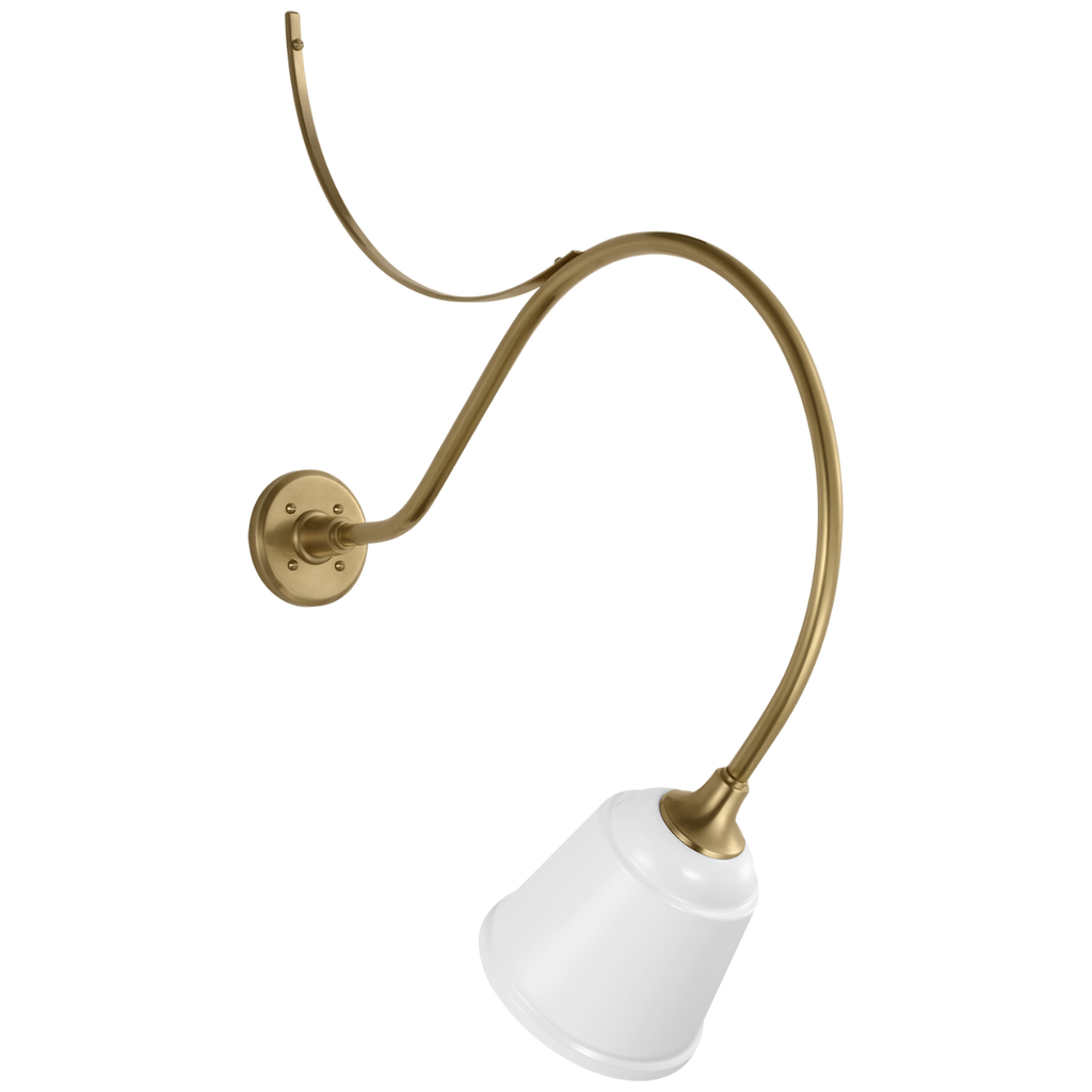 Academy 26.5" Anchored Larrabee Barn Light | Hand-Rubbed Antique Brass | 8 | 8" White Rockhouse Shade