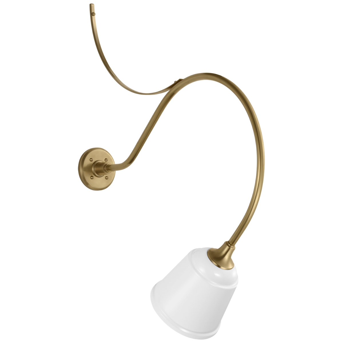 Academy 26.5" Anchored Larrabee Barn Light | Hand-Rubbed Antique Brass | 8 | 8" White Rockhouse Shade