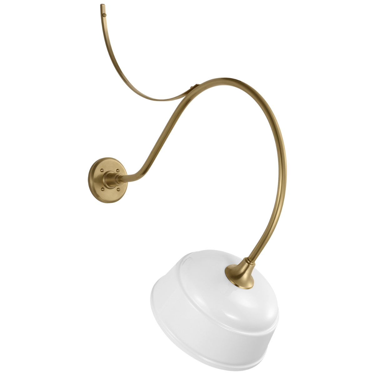 Academy 26.5" Anchored Larrabee Barn Light | Hand-Rubbed Antique Brass | 12.5 | 12.5" White Rockhouse Shade