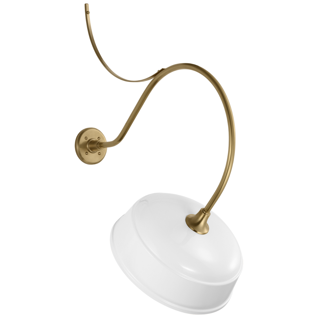 Academy 26.5" Anchored Larrabee Barn Light | Hand-Rubbed Antique Brass | 16 | 16" White Rockhouse Shade