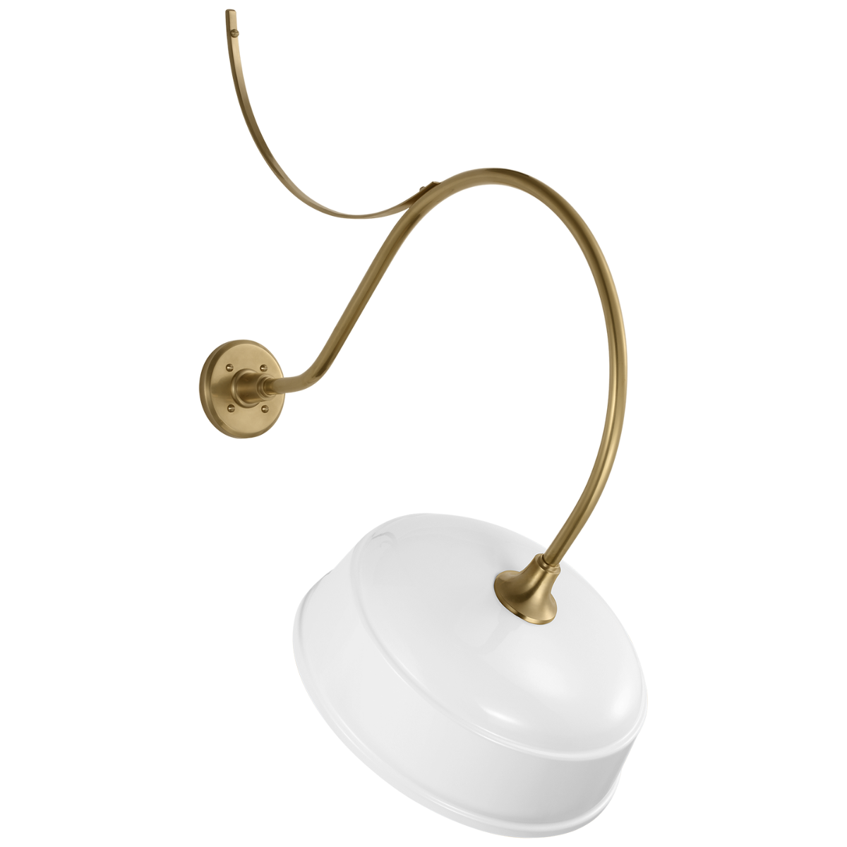 Academy 26.5" Anchored Larrabee Barn Light | Hand-Rubbed Antique Brass | 16 | 16" White Rockhouse Shade