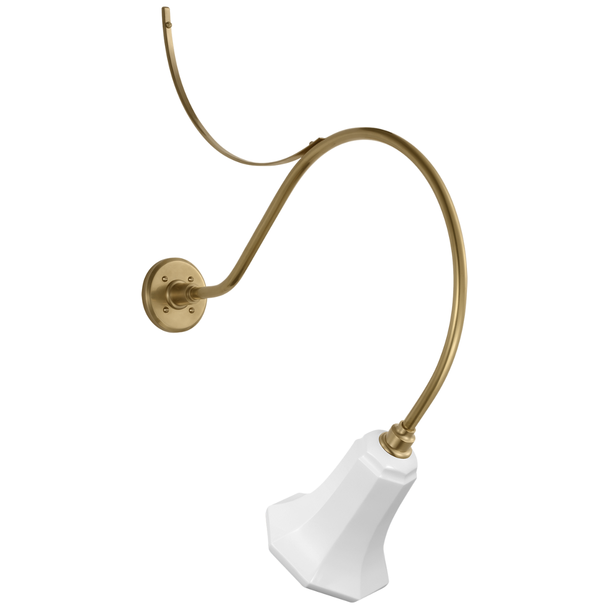 Academy 26.5" Anchored Larrabee Barn Light | Hand-Rubbed Antique Brass | 7.5 | 7.5" White Savannah Shade