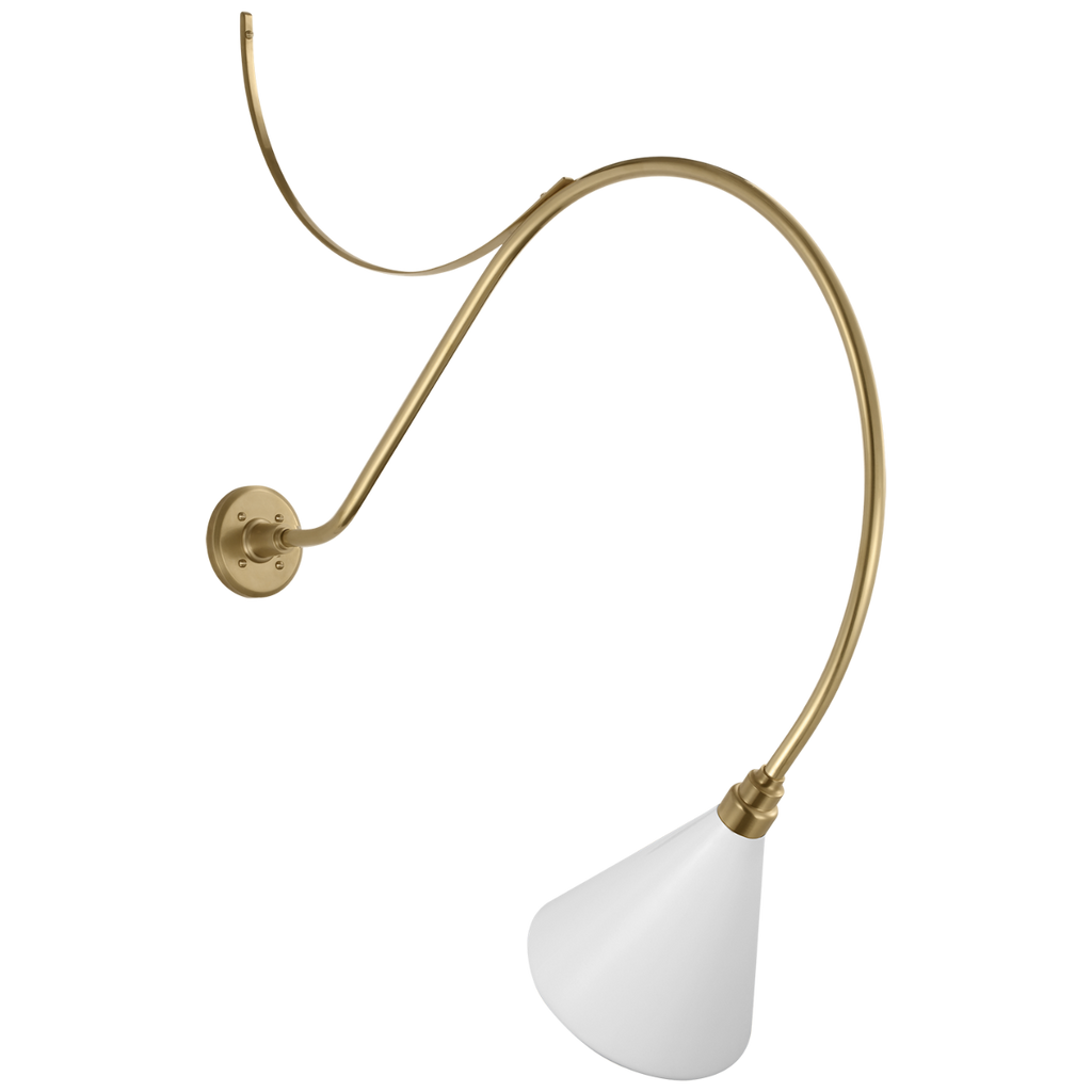 Academy 36" Anchored Larrabee Barn Light | Hand-Rubbed Antique Brass | 9 | 9" White Conical Savannah Shade