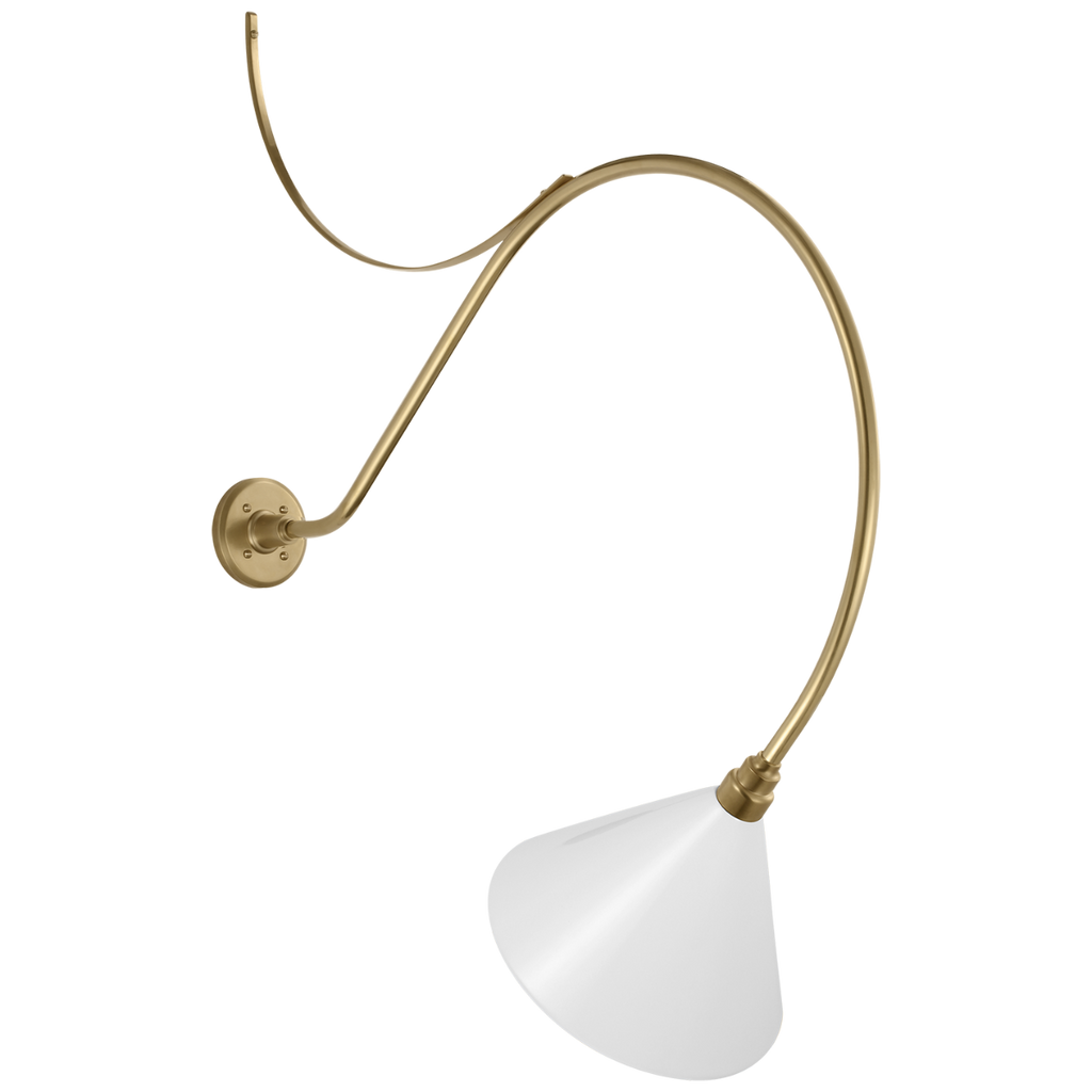 Academy 36" Anchored Larrabee Barn Light | Hand-Rubbed Antique Brass | 12.5 | 12.5" White Conical Savannah Shade
