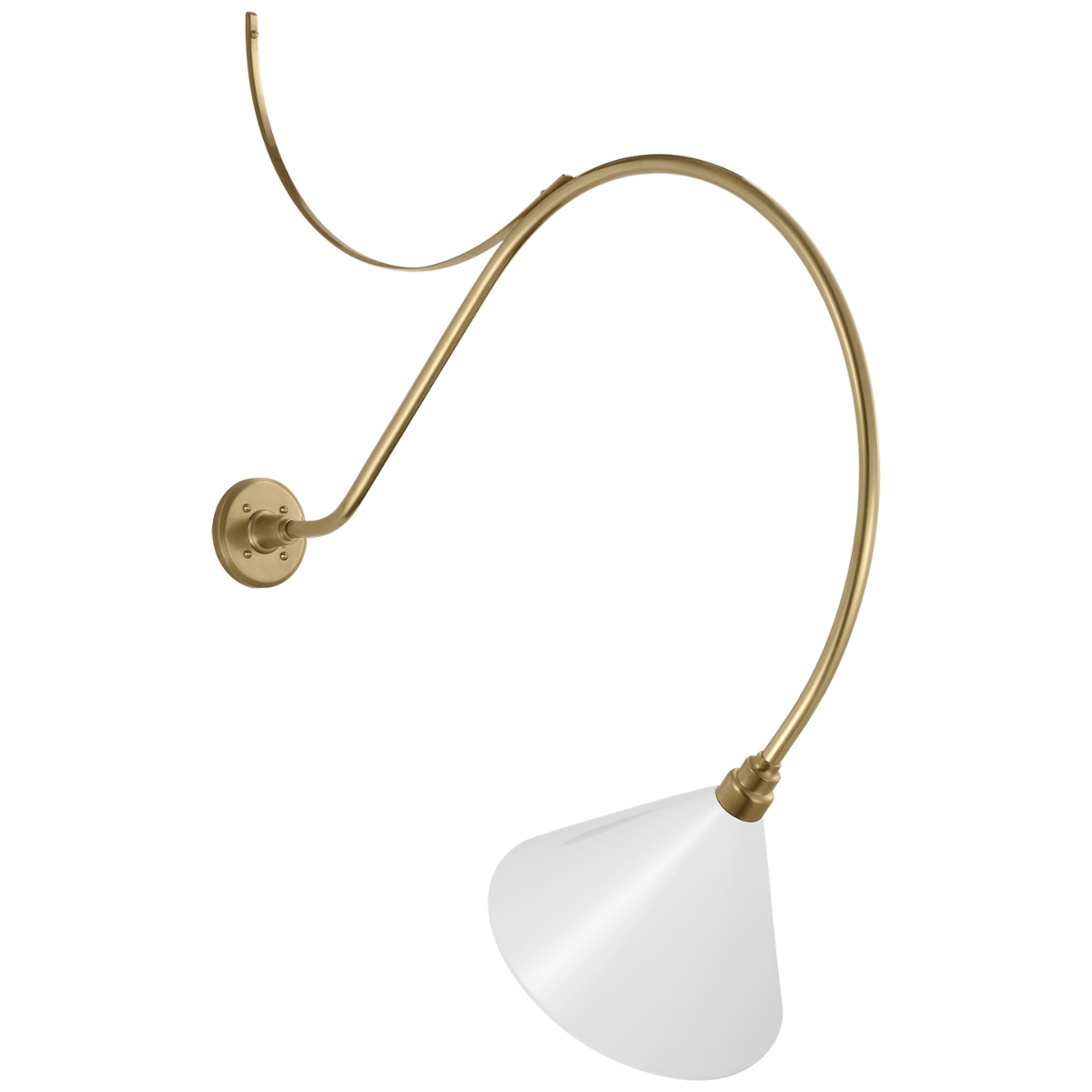 Academy 36" Anchored Larrabee Barn Light | Hand-Rubbed Antique Brass | 12.5 | 12.5" White Conical Savannah Shade