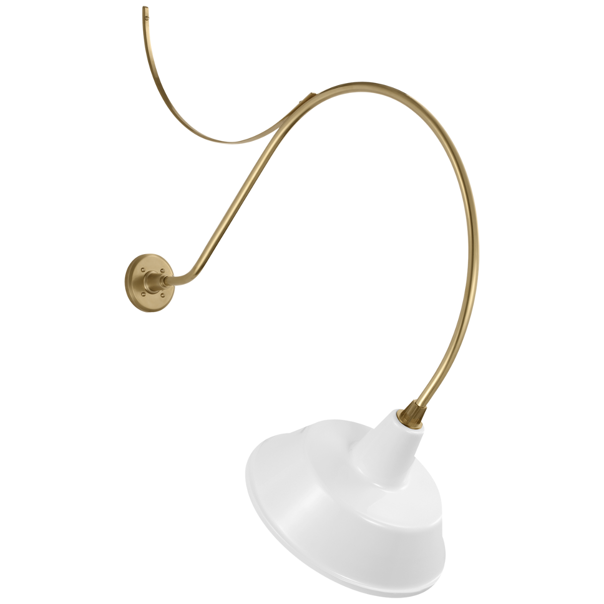 Academy 36" Anchored Larrabee Barn Light | Hand-Rubbed Antique Brass | 16 | 16" White Bowers Shade