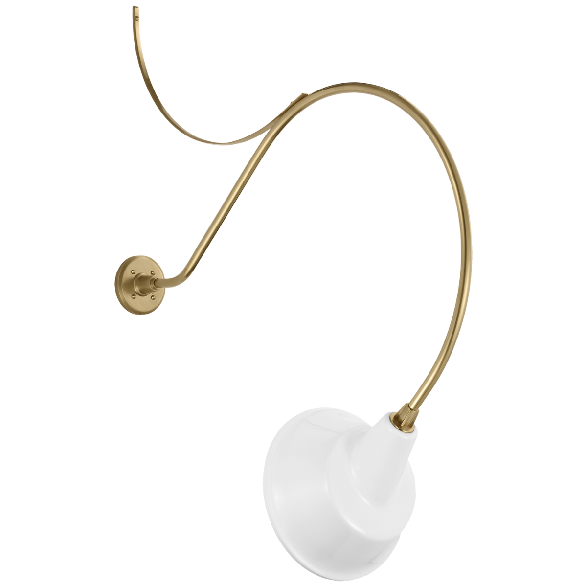 Academy 36" Anchored Larrabee Barn Light | Hand-Rubbed Antique Brass | 12.5 | 12.5" White Tilted Bowers Shade