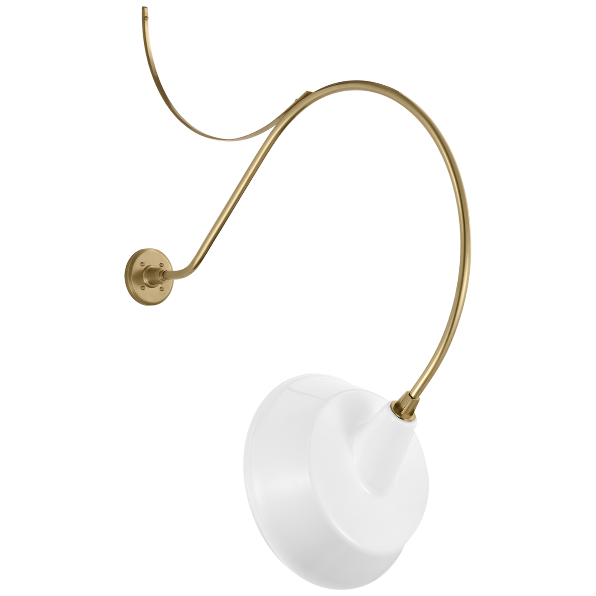 Academy 36" Anchored Larrabee Barn Light | Hand-Rubbed Antique Brass | 16 | 16" White Tilted Bowers Shade