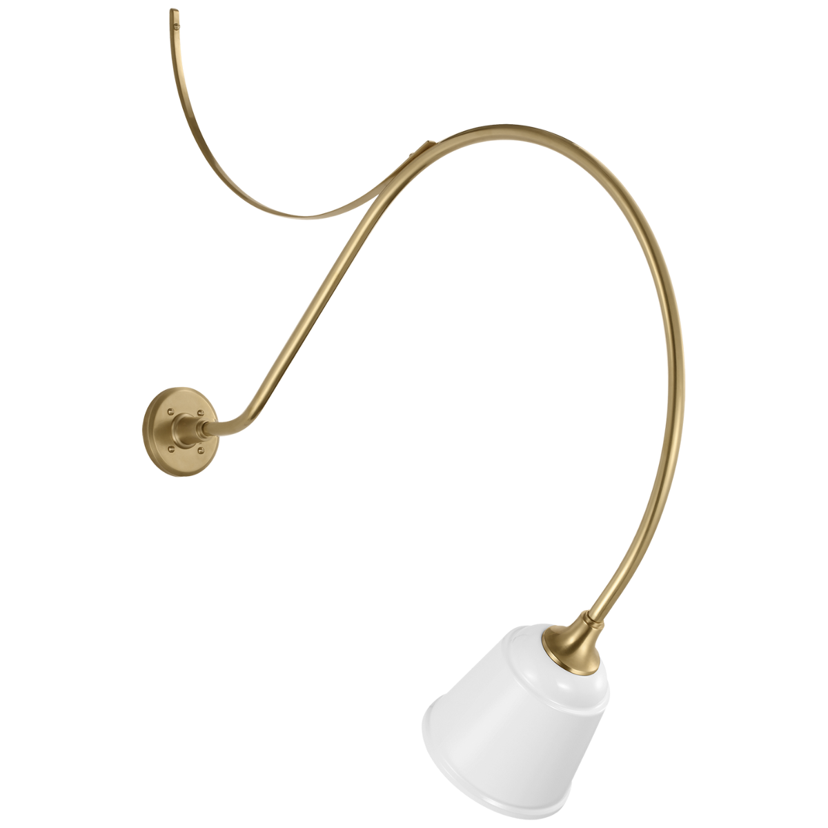 Academy 36" Anchored Larrabee Barn Light | Hand-Rubbed Antique Brass | 8 | 8" White Rockhouse Shade