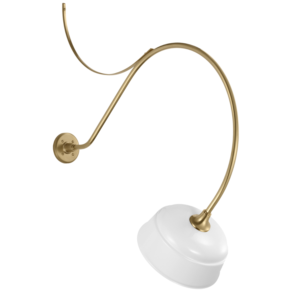 Academy 36" Anchored Larrabee Barn Light | Hand-Rubbed Antique Brass | 12.5 | 12.5" White Rockhouse Shade
