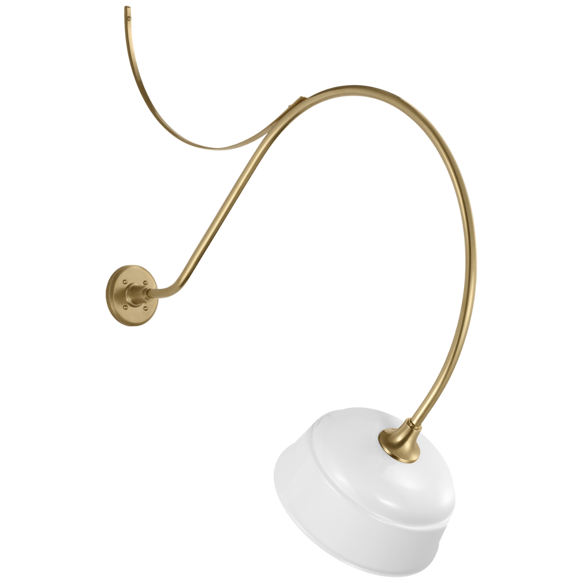 Academy 36" Anchored Larrabee Barn Light | Hand-Rubbed Antique Brass | 12.5 | 12.5" White Rockhouse Shade