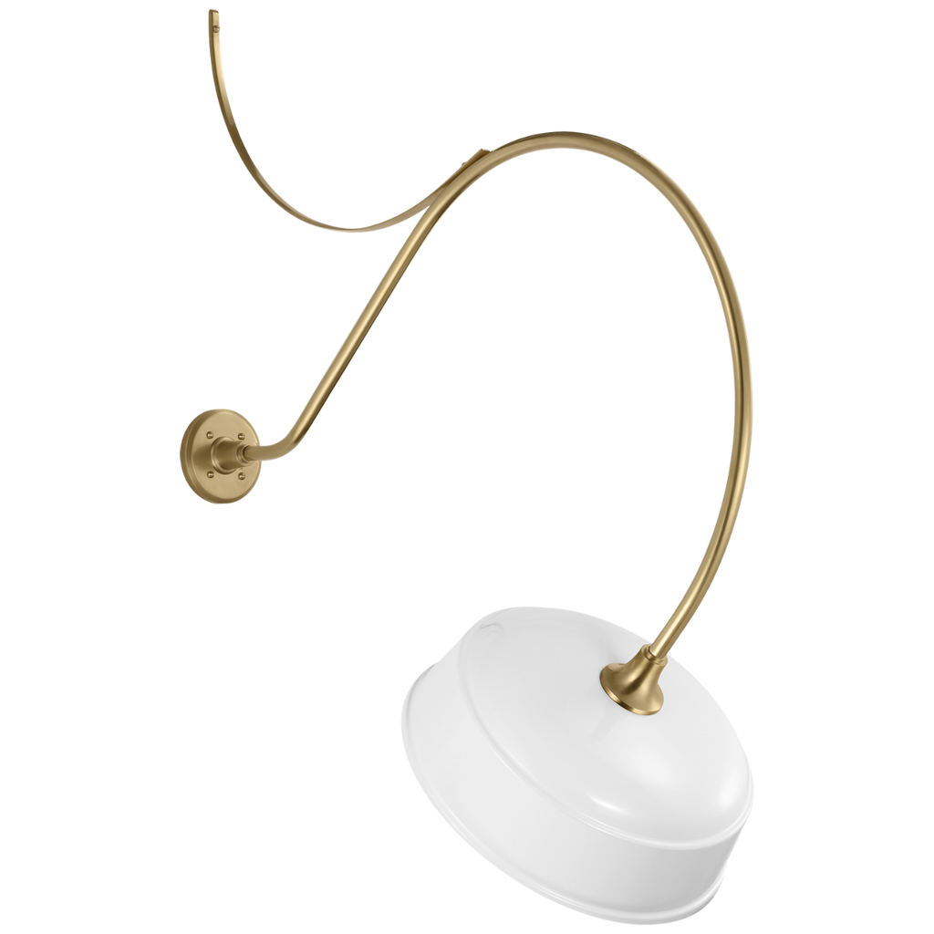Academy 36" Anchored Larrabee Barn Light | Hand-Rubbed Antique Brass | 16 | 16" White Rockhouse Shade