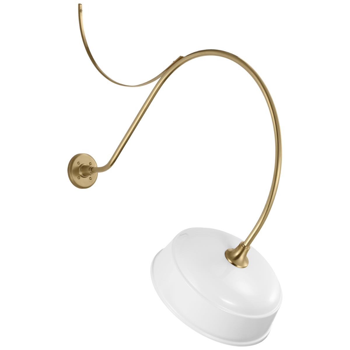 Academy 36" Anchored Larrabee Barn Light | Hand-Rubbed Antique Brass | 16 | 16" White Rockhouse Shade