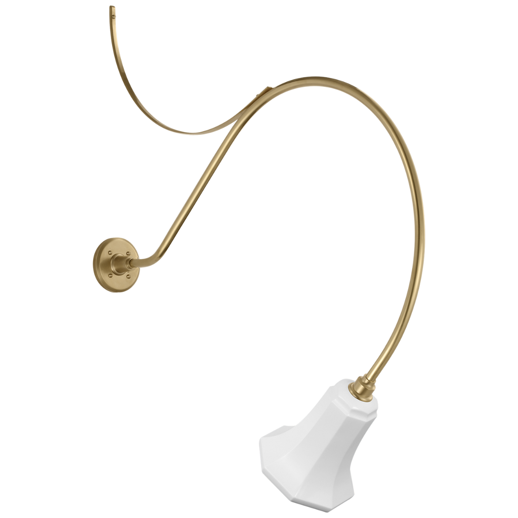 Academy 36" Anchored Larrabee Barn Light | Hand-Rubbed Antique Brass | 7.5 | 7.5" White Savannah Shade