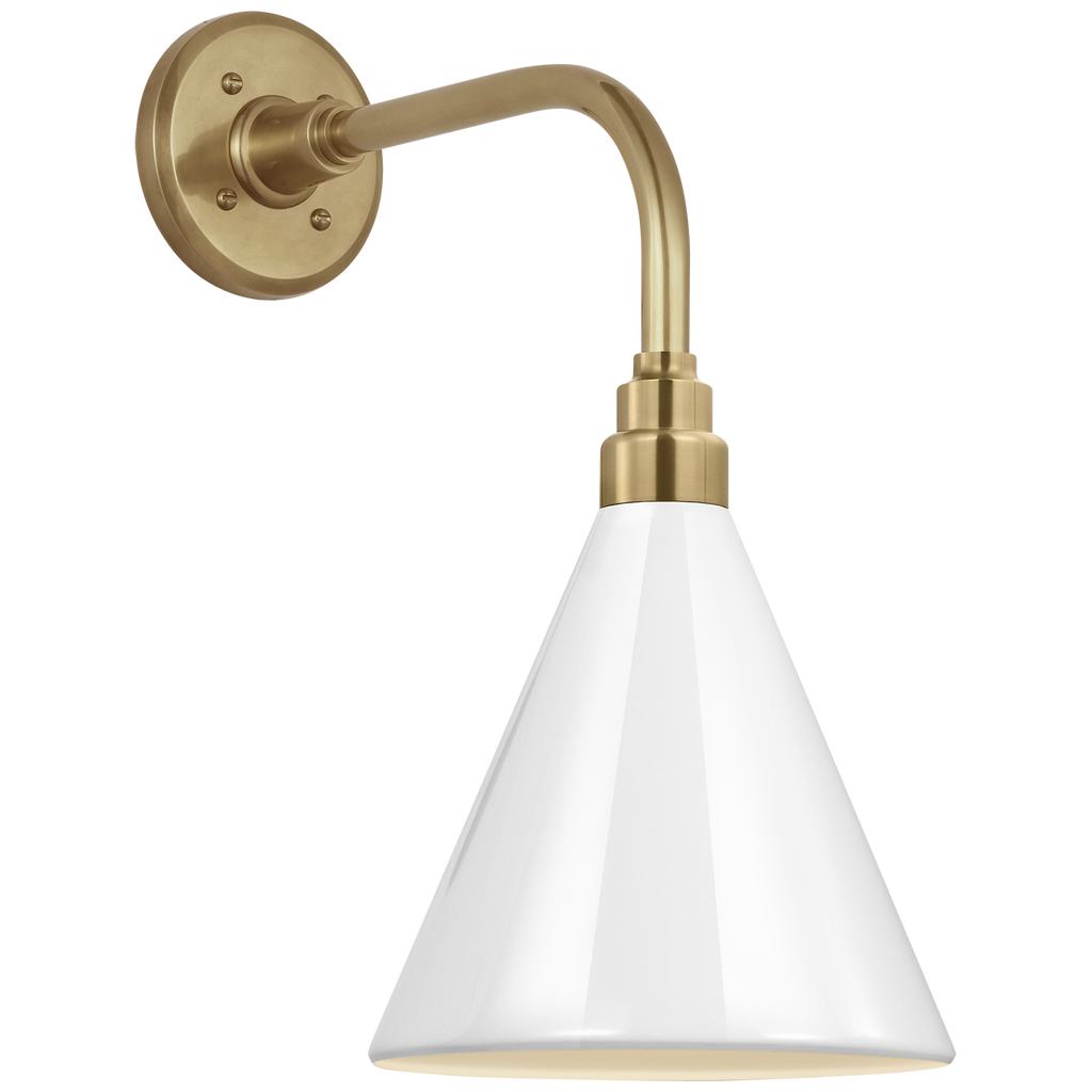 Academy 11" Rex Barn Light | Hand-Rubbed Antique Brass | 9 | 9" White Conical Savannah Shade
