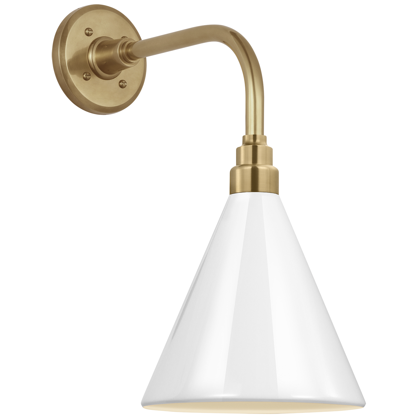 Academy 11" Rex Barn Light | Hand-Rubbed Antique Brass | 9 | 9" White Conical Savannah Shade