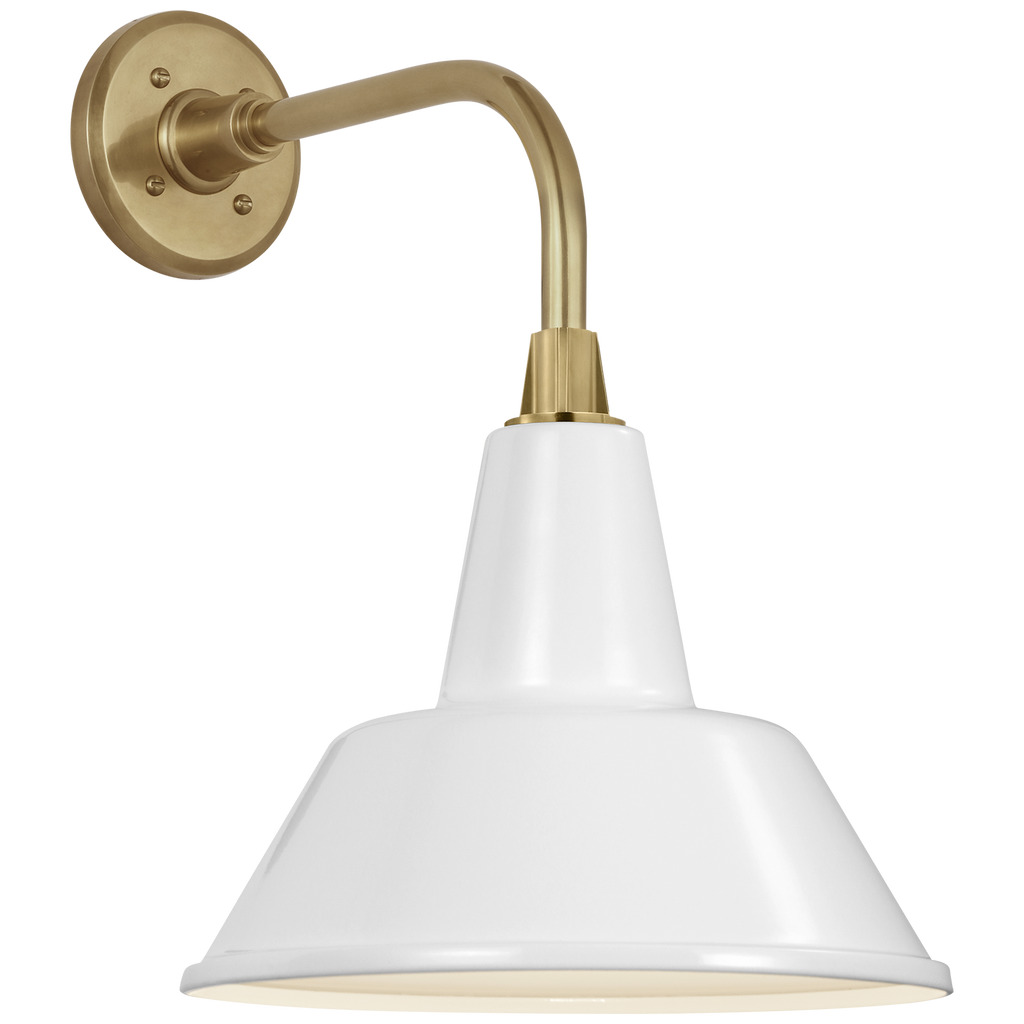 Academy 11" Rex Barn Light | Hand-Rubbed Antique Brass | 12.5 | 12.5" White Bowers Shade