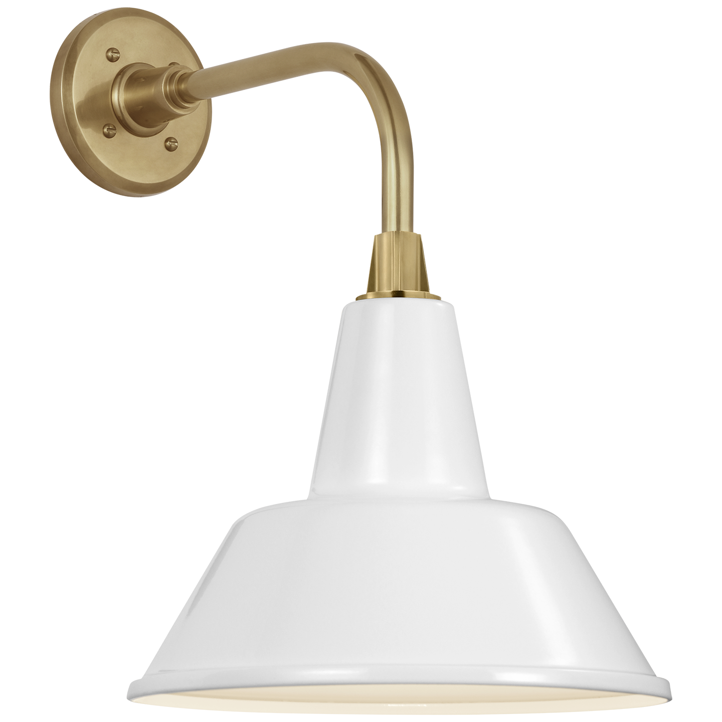 Academy 11" Rex Barn Light | Hand-Rubbed Antique Brass | 12.5 | 12.5" White Bowers Shade