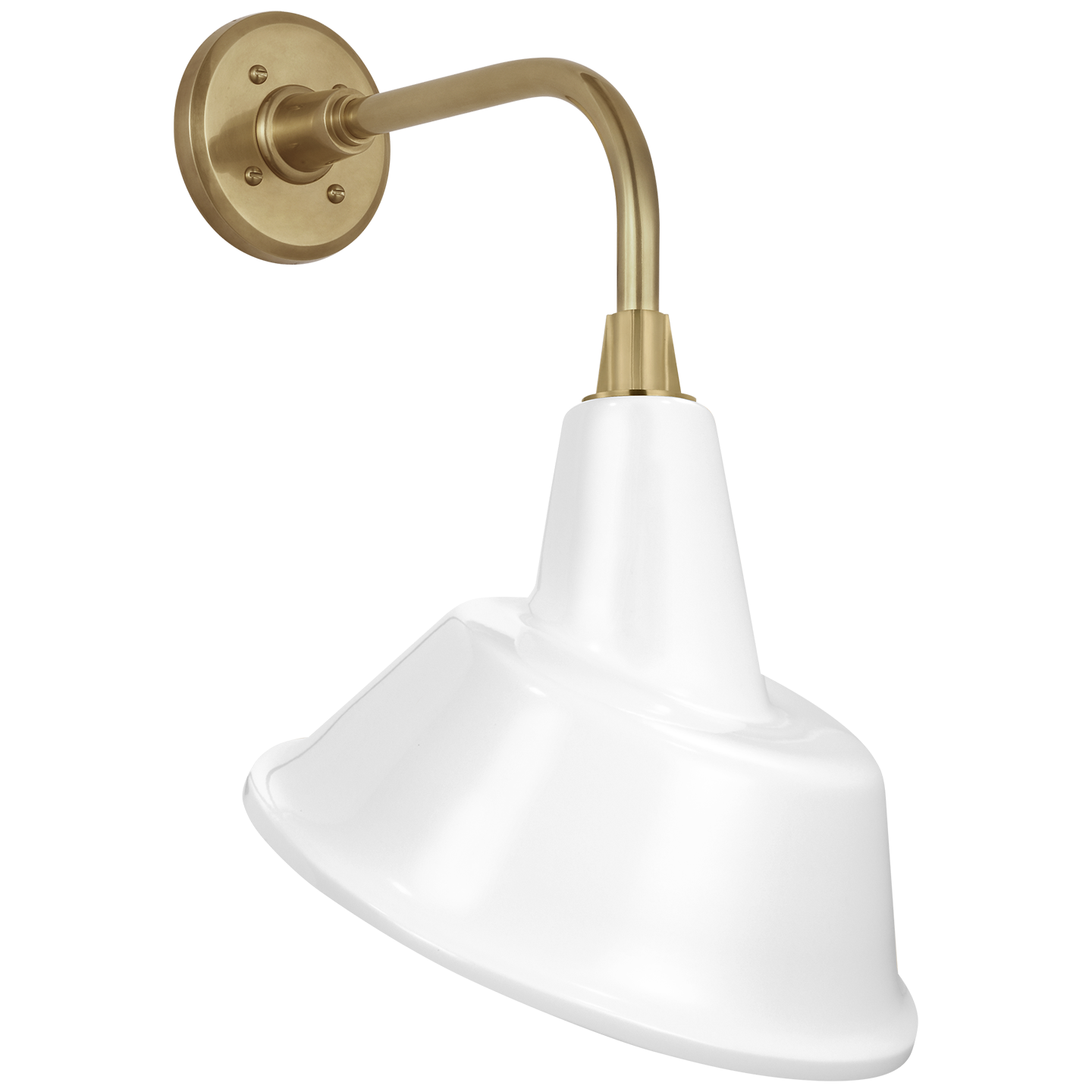 Academy 11" Rex Barn Light | Hand-Rubbed Antique Brass | 12.5 | 12.5" White Tilted Bowers Shade