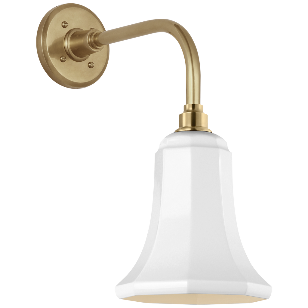 Academy 11" Rex Barn Light | Hand-Rubbed Antique Brass | 7.5 | 7.5" White Savannah Shade
