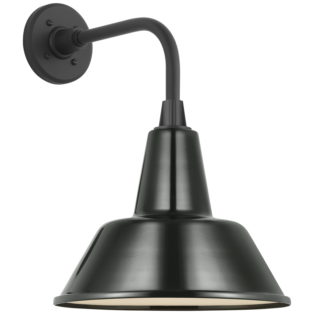 Academy 11" Rex Barn Light | Matte Black | 12.5 | 12.5" Green Bowers Shade