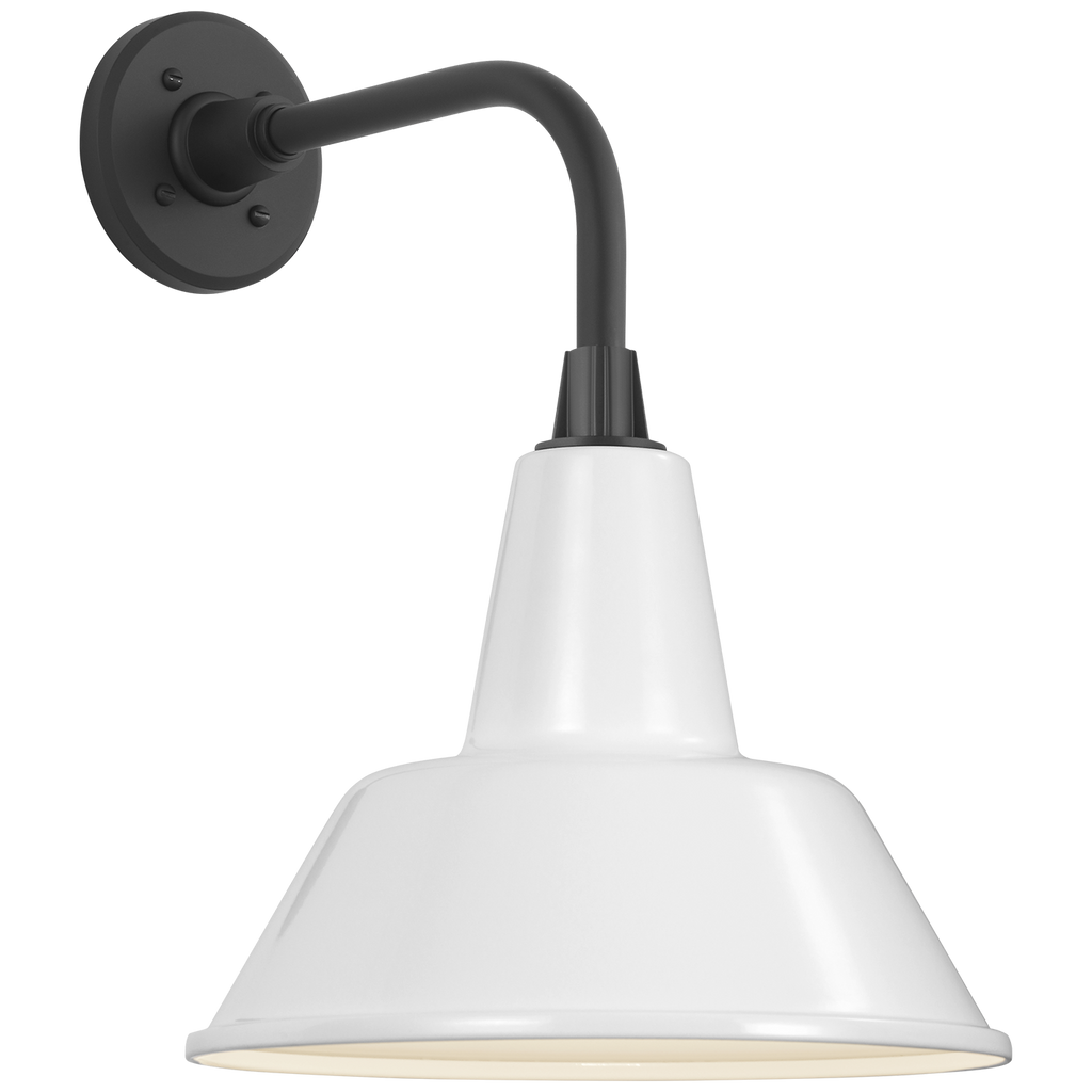 Academy 11" Rex Barn Light | Matte Black | 12.5 | 12.5" White Bowers Shade