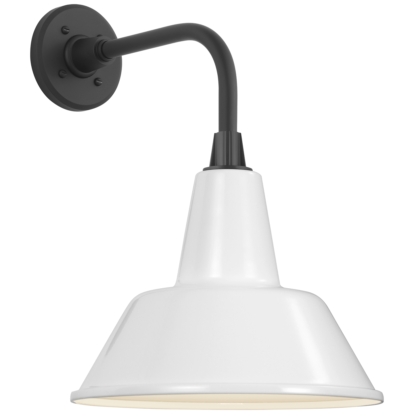 Academy 11" Rex Barn Light | Matte Black | 12.5 | 12.5" White Bowers Shade