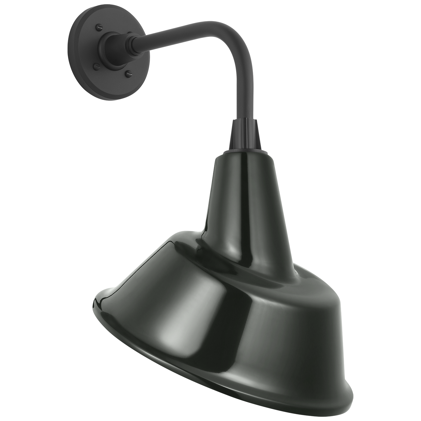 Academy 11" Rex Barn Light | Matte Black | 12.5 | 12.5" Green Tilted Bowers Shade