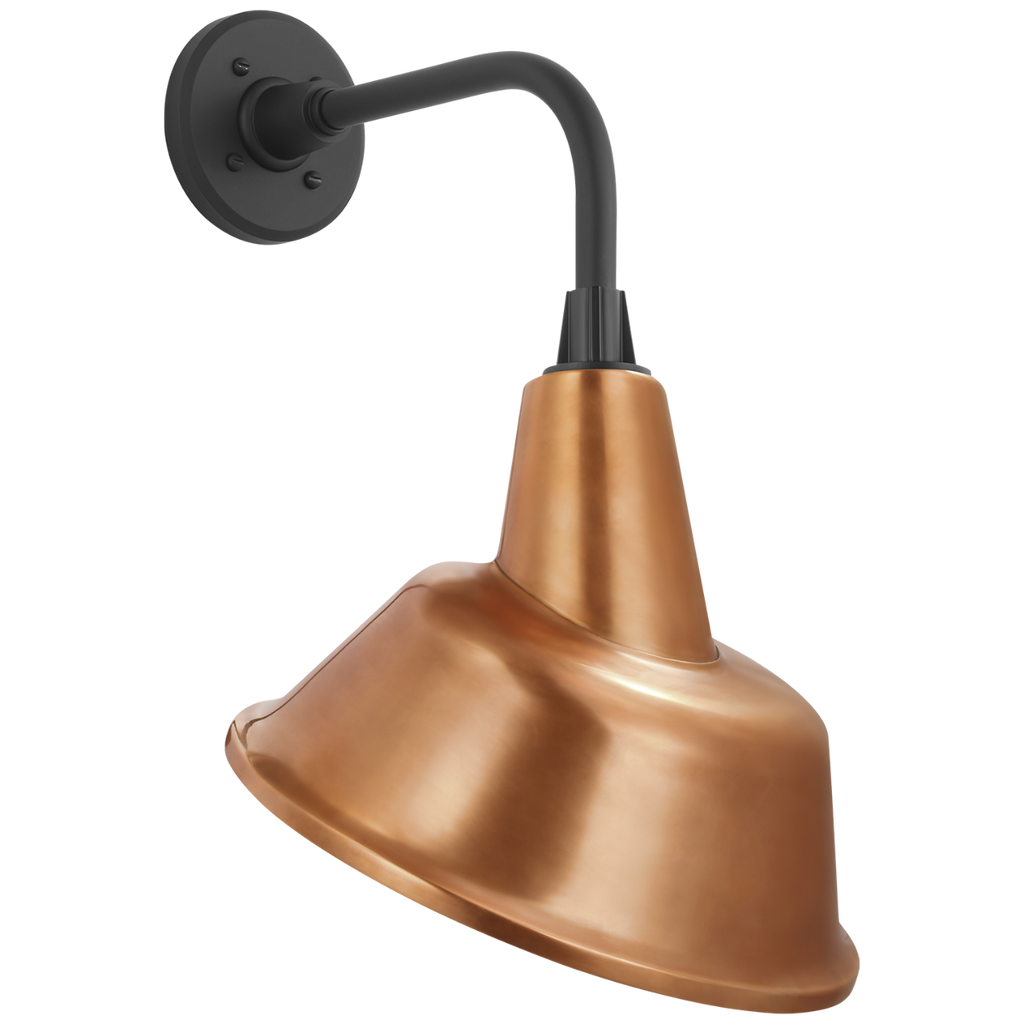Academy 11" Rex Barn Light | Matte Black | 12.5 | 12.5" Soft Copper Tilted Bowers Shade