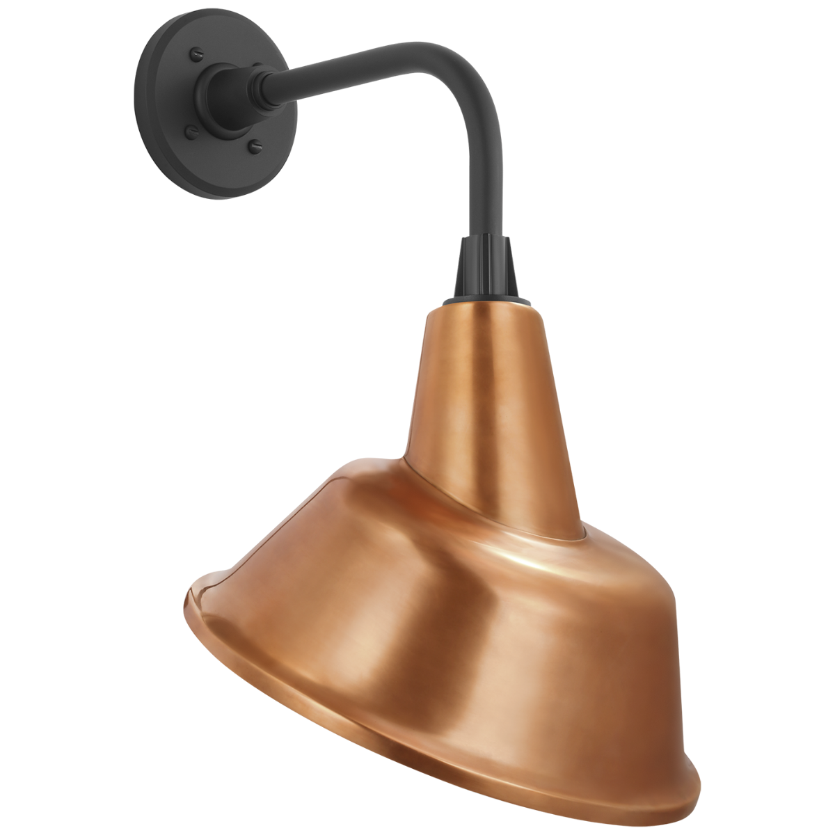 Academy 11" Rex Barn Light | Matte Black | 12.5 | 12.5" Soft Copper Tilted Bowers Shade
