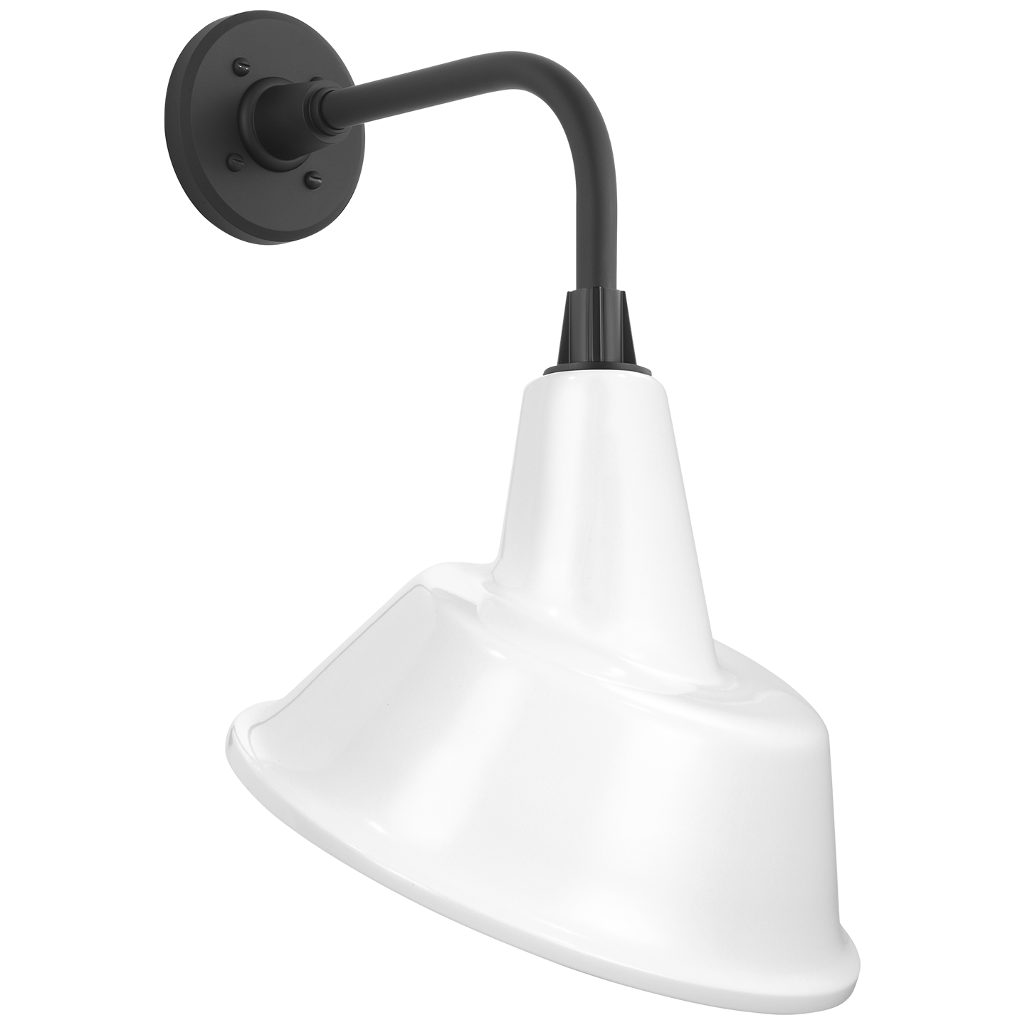 Academy 11" Rex Barn Light | Matte Black | 12.5 | 12.5" White Tilted Bowers Shade
