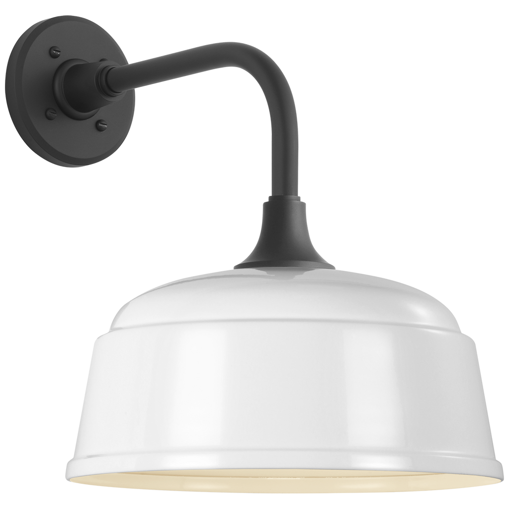 Academy 11" Rex Barn Light | Matte Black | 12.5 | 12.5" White Rockhouse Shade