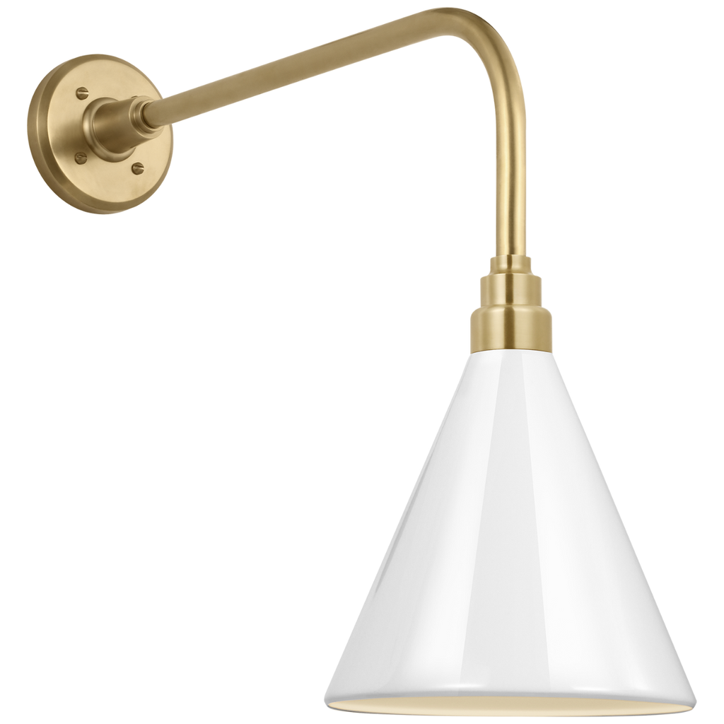 Academy 20" Rex Barn Light | Hand-Rubbed Antique Brass | 9 | 9" White Conical Savannah Shade