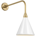Academy 20" Rex Barn Light | Hand-Rubbed Antique Brass | 9 | 9" White Conical Savannah Shade