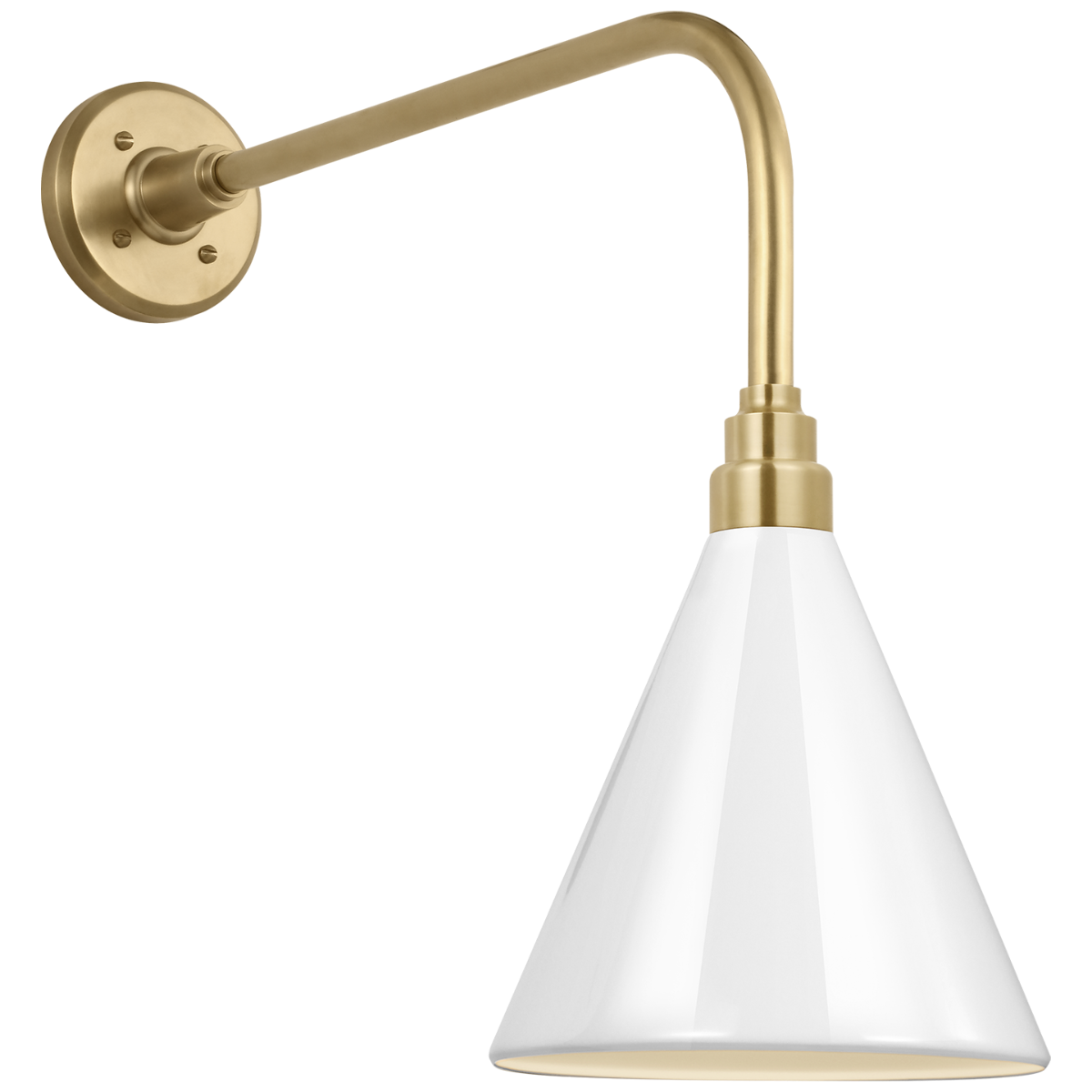 Academy 20" Rex Barn Light | Hand-Rubbed Antique Brass | 9 | 9" White Conical Savannah Shade