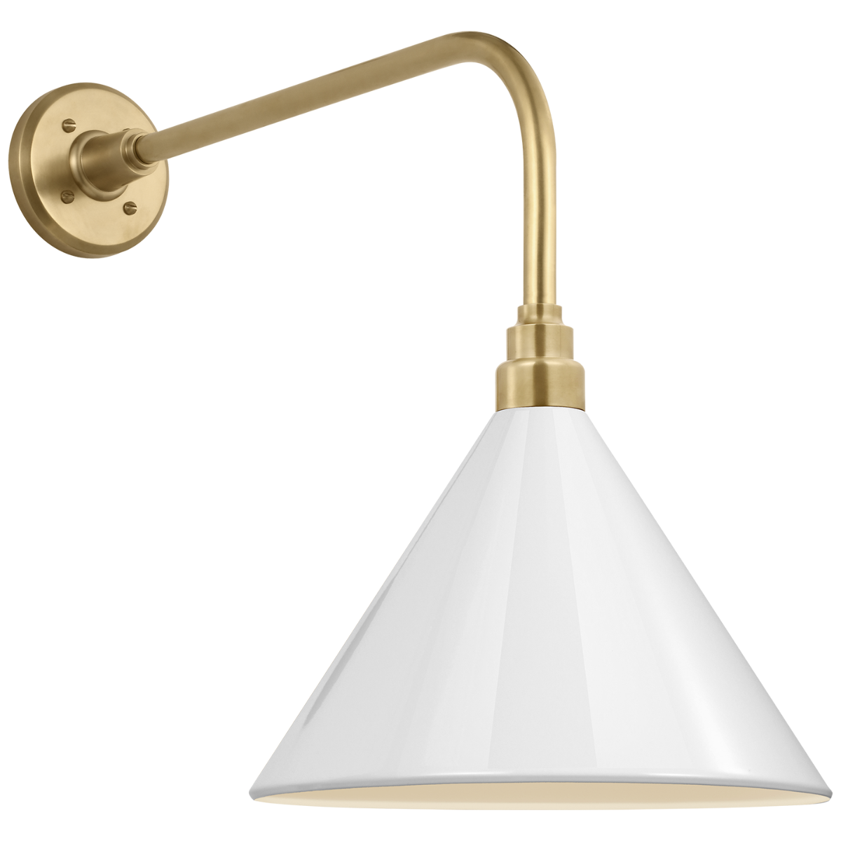 Academy 20" Rex Barn Light | Hand-Rubbed Antique Brass | 12.5 | 12.5" White Conical Savannah Shade